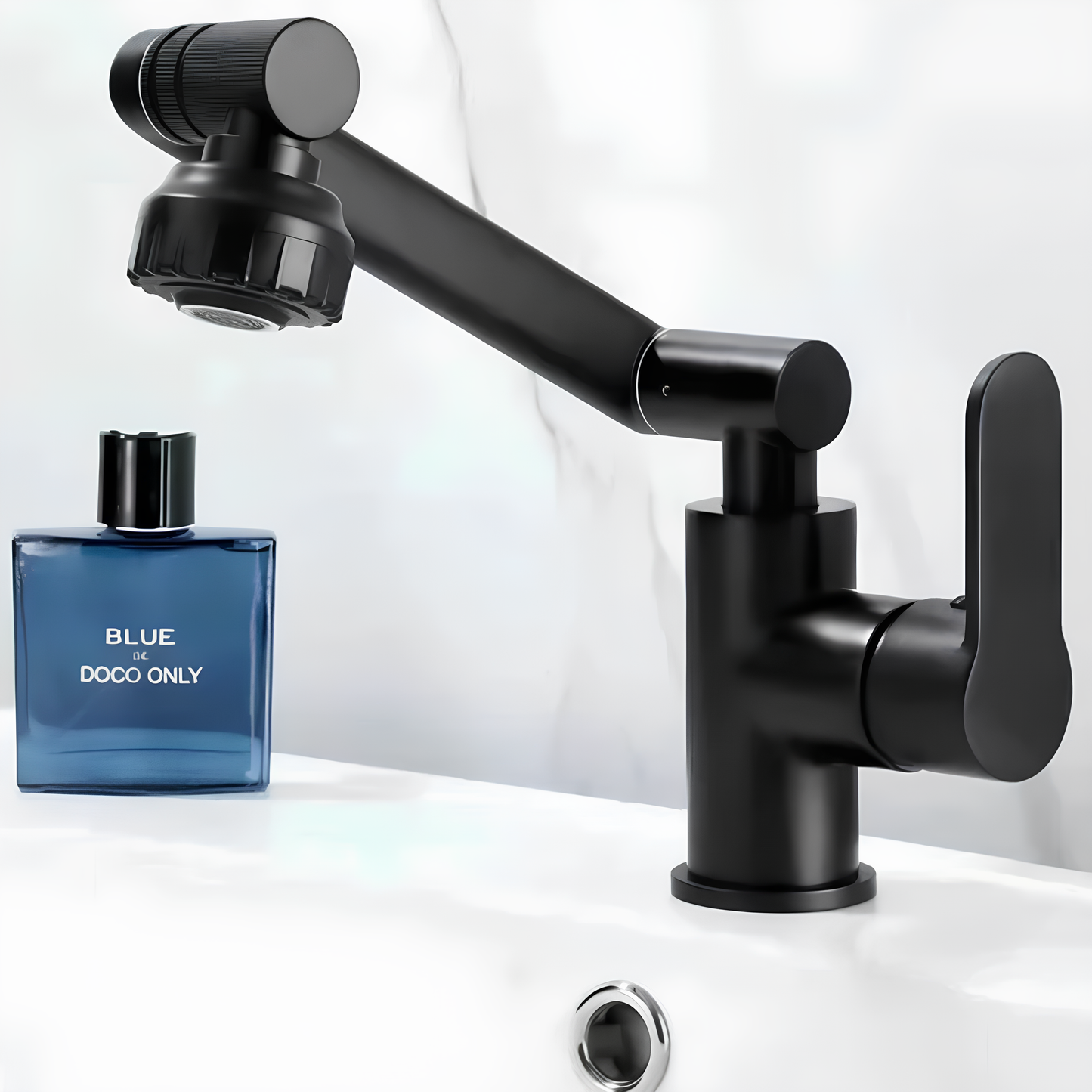 Robinet salle de bain noir orientable – Design moderne en acier inoxydable