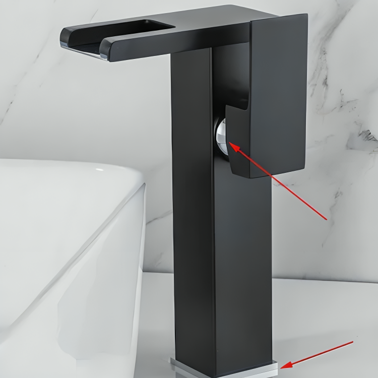 Robinet de lavabo noir à LED – Affichage lumineux, cascade élégante, eau chaude et froide