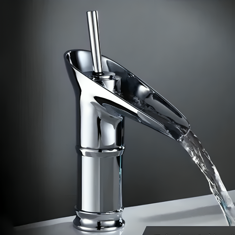 Robinet de lavabo haut en laiton brossé – cascade vintage à levier unique