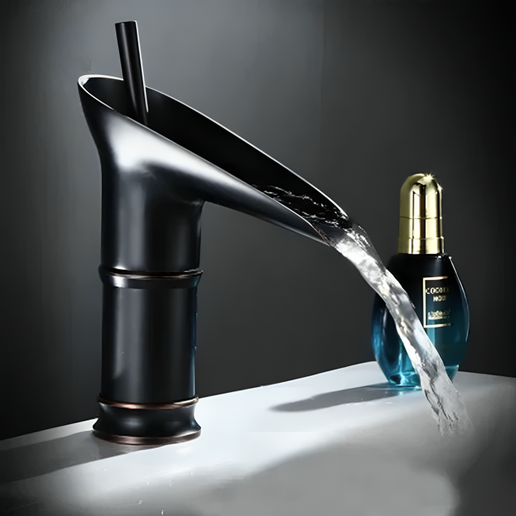Robinet de lavabo haut en laiton brossé – cascade vintage à levier unique
