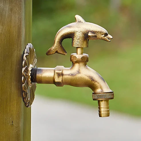 Robinet décoratif extérieur – Laiton antique & motif animaux