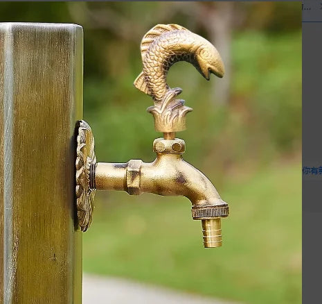 Robinet décoratif extérieur – Laiton antique & motif animaux