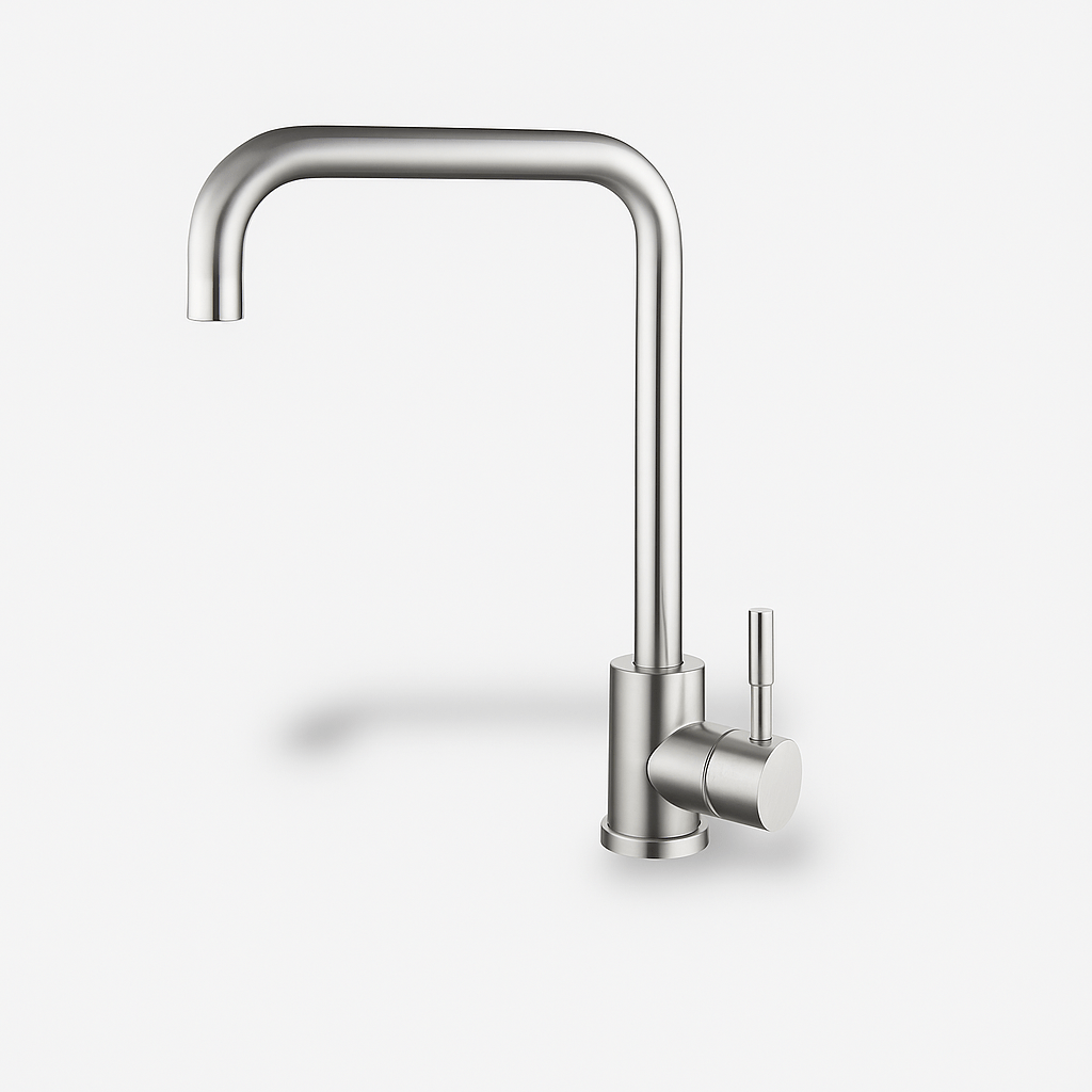 Robinet cuisine bec carré inox 304 – Mitigeur moderne pivotant