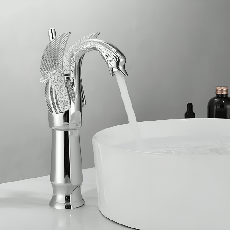 Robinet lavabo doré – Forme cygne élégant en laiton massif