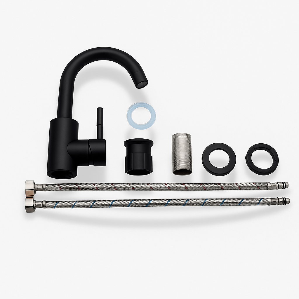 Robinet lavabo noir – Mitigeur salle de bain inox noir mat