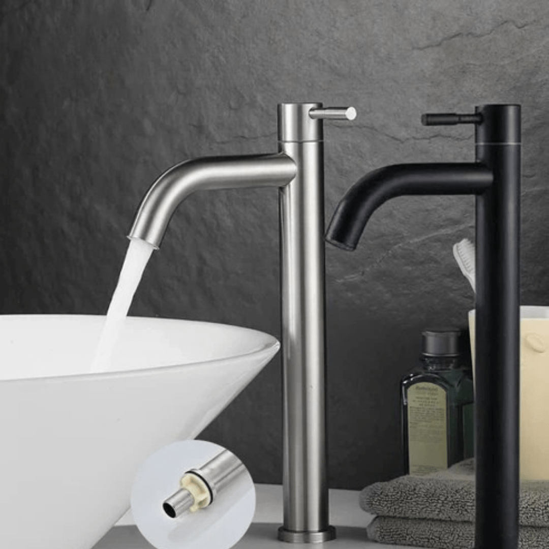 Robinet salle de bain haut – Inox brossé pour vasque surélevée