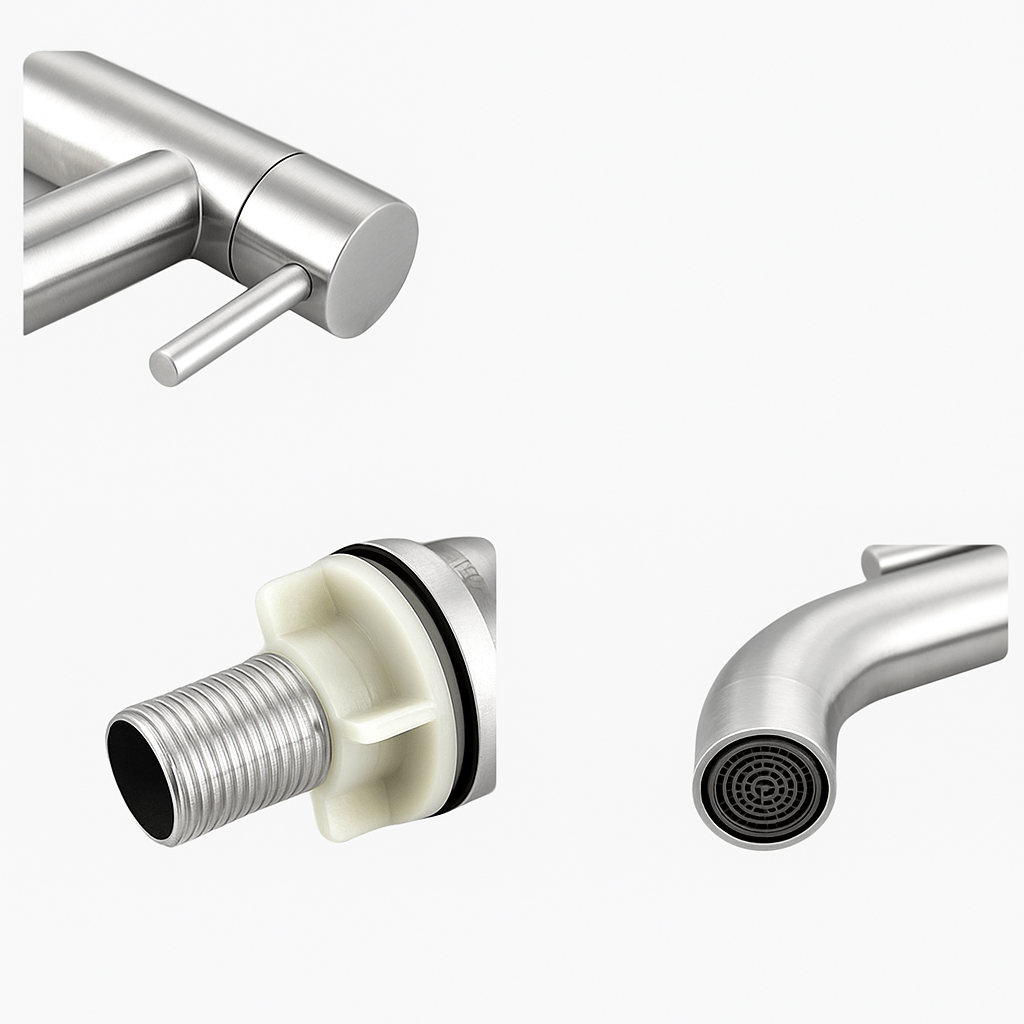 Robinet salle de bain haut – Inox brossé pour vasque surélevée