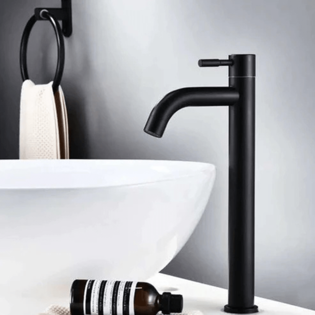 Robinet salle de bain haut – Inox brossé pour vasque surélevée