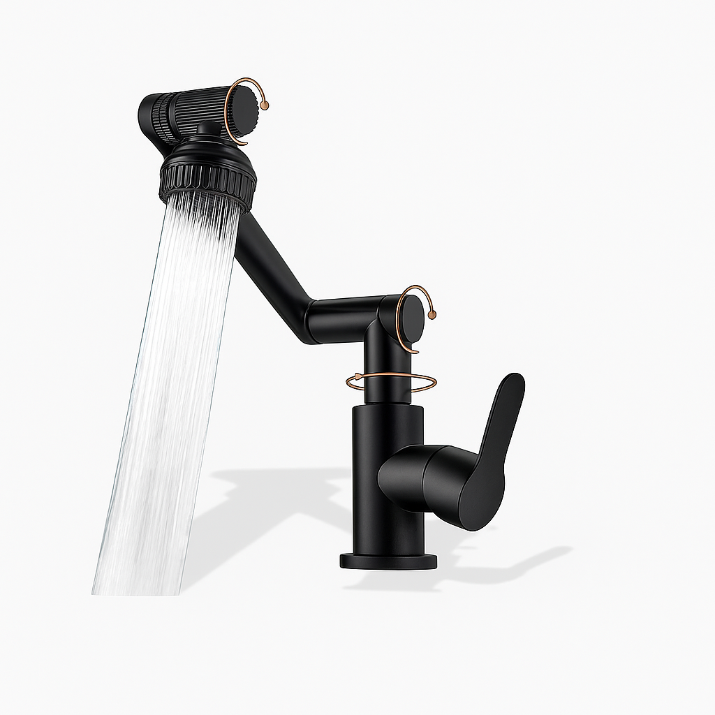 Robinet salle de bain noir orientable – Design moderne en acier inoxydable