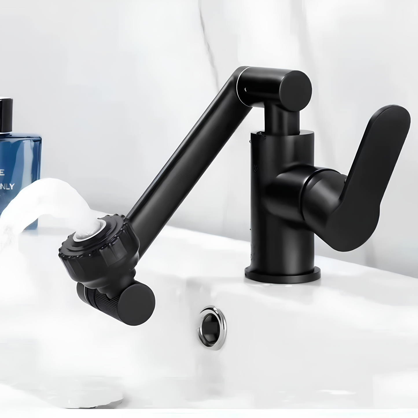 Robinet salle de bain noir orientable – Design moderne en acier inoxydable