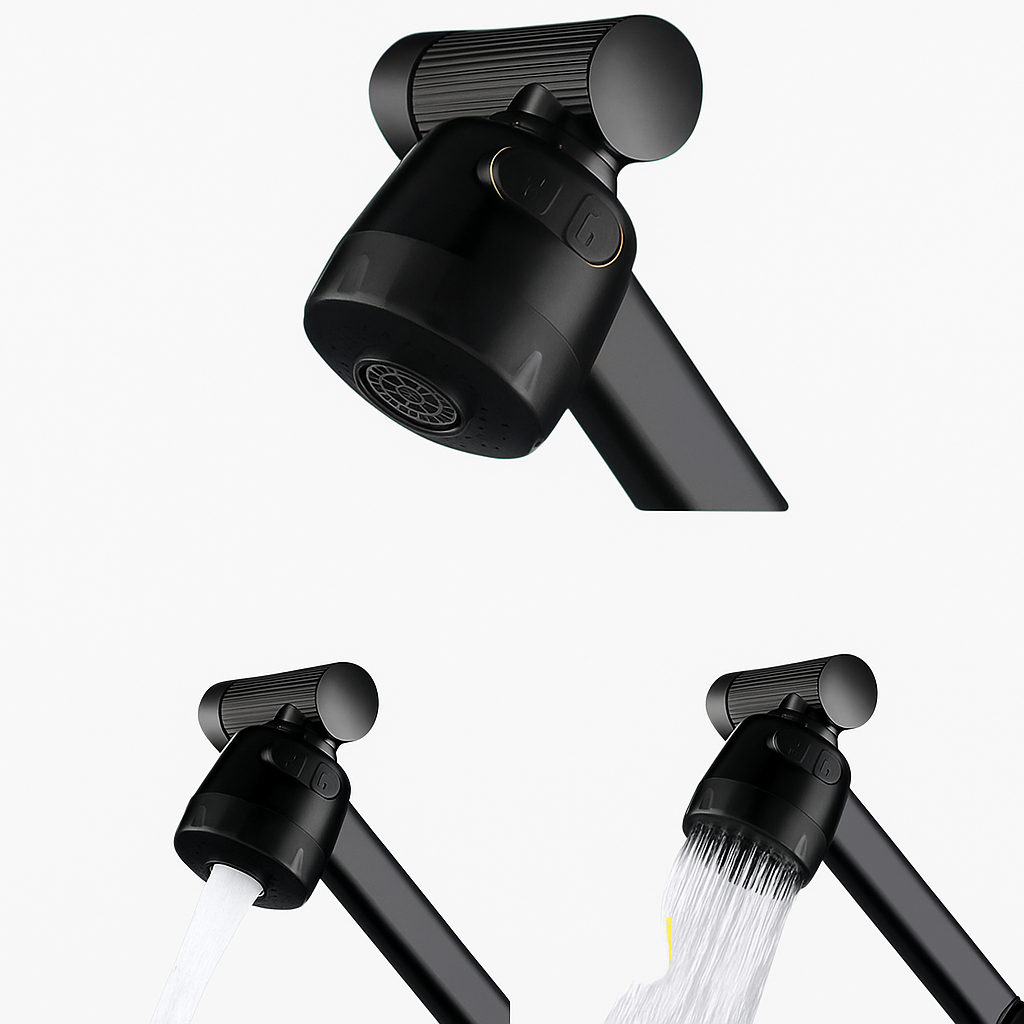 Robinet salle de bain noir orientable – Design moderne en acier inoxydable