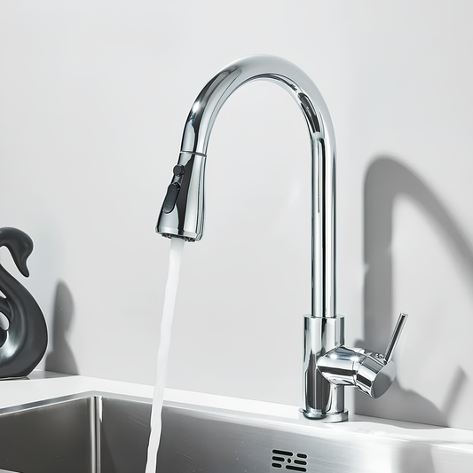 Robinet cuisine chromé bec extractible – Mitigeur à jet réglable