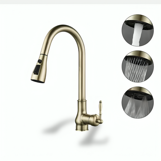 Robinet cuisine bronze antique avec bec rétractable – EL9021