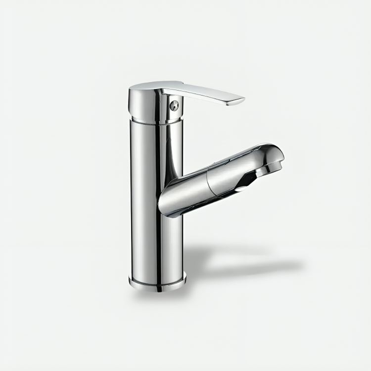 Robinet salle de bain extractible chromé – Bec rétractable à levier unique