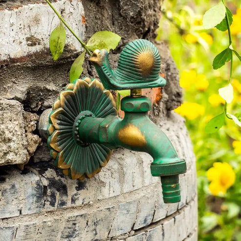 Robinet décoratif extérieur – Laiton antique & motif animaux