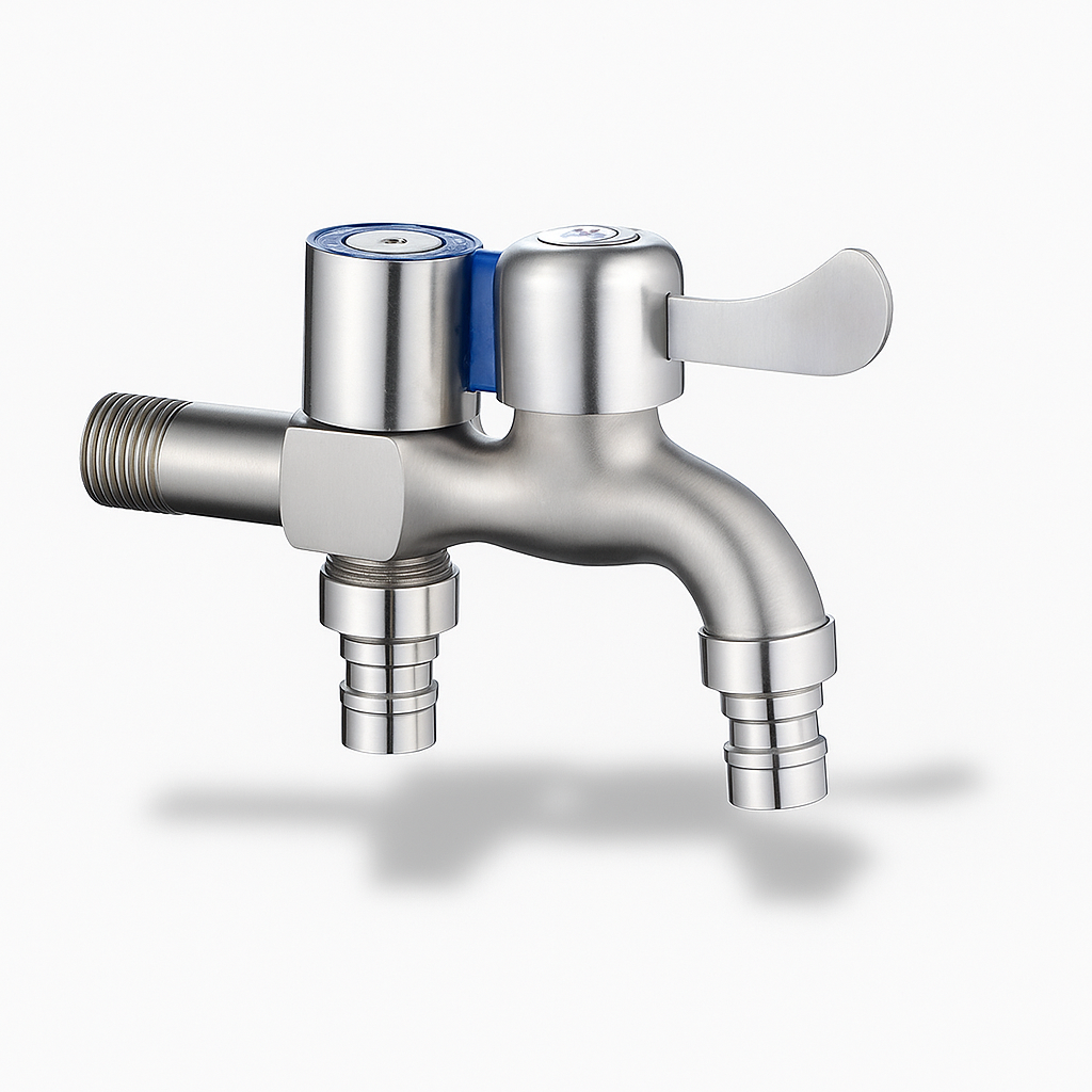 Robinet de puisage extérieur – Double sortie inox durable