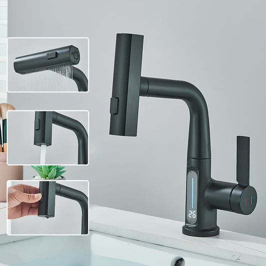 Robinet cascade avec affichage température