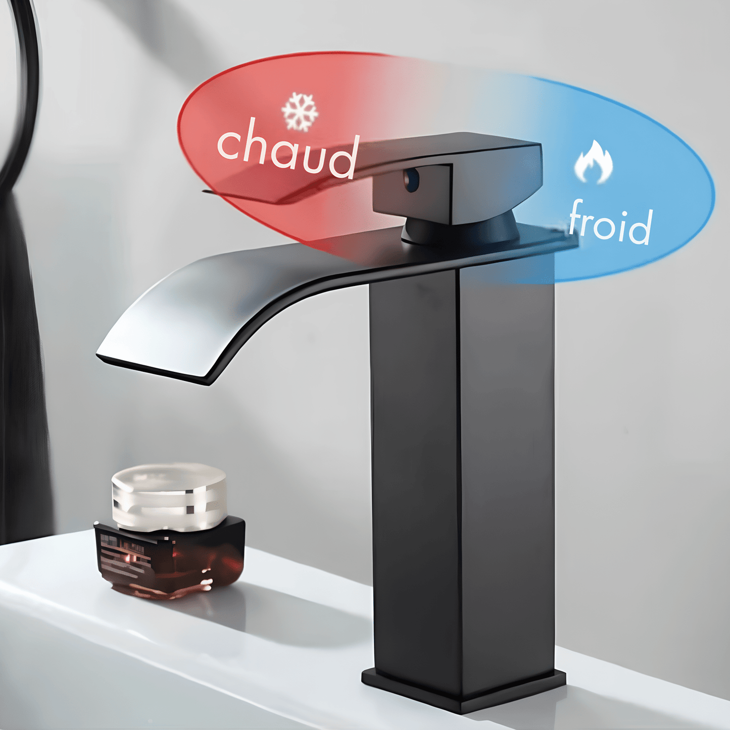 Robinet cascade salle de bain noir – Inox 30 cm design moderne