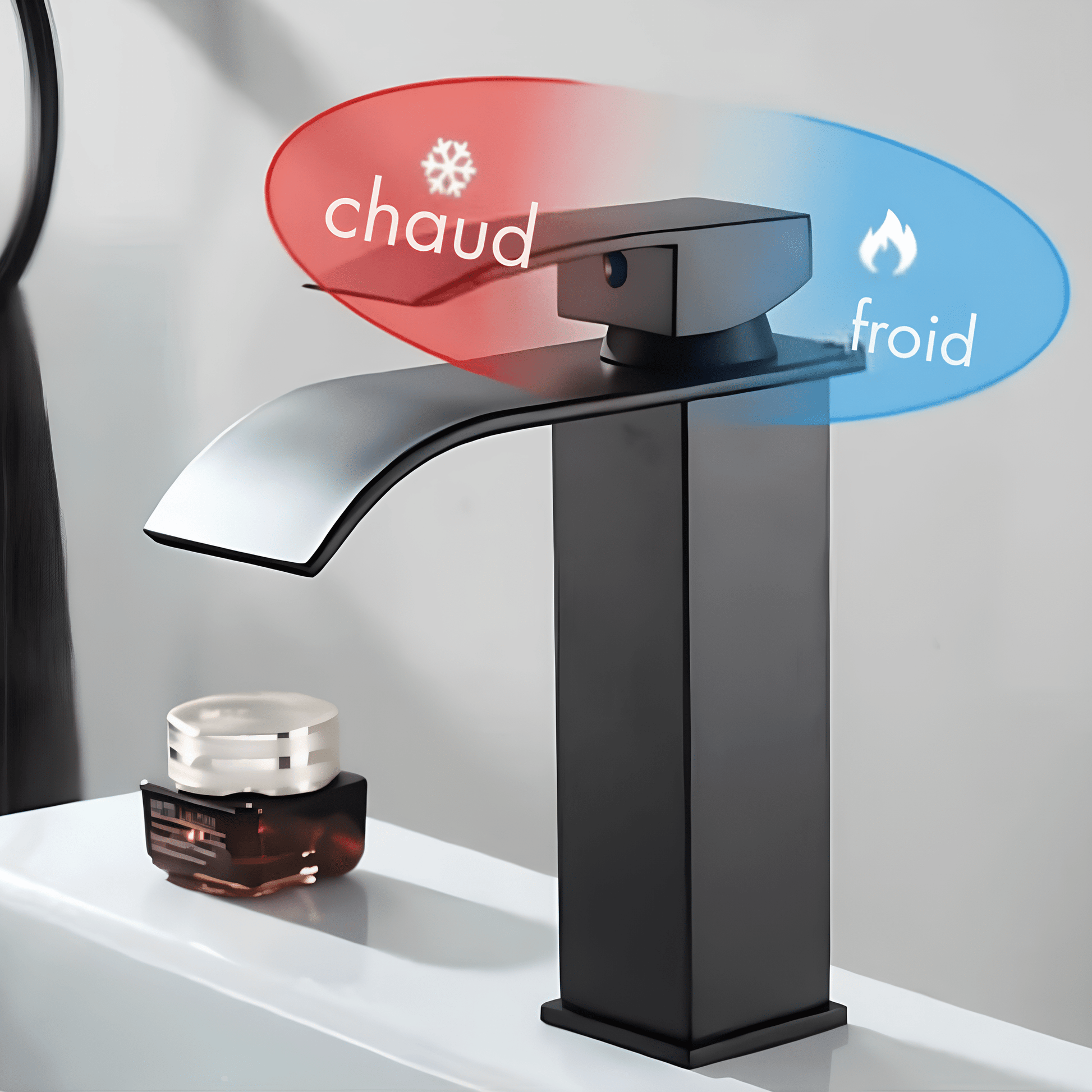 Robinet cascade salle de bain noir – Inox 30 cm design moderne