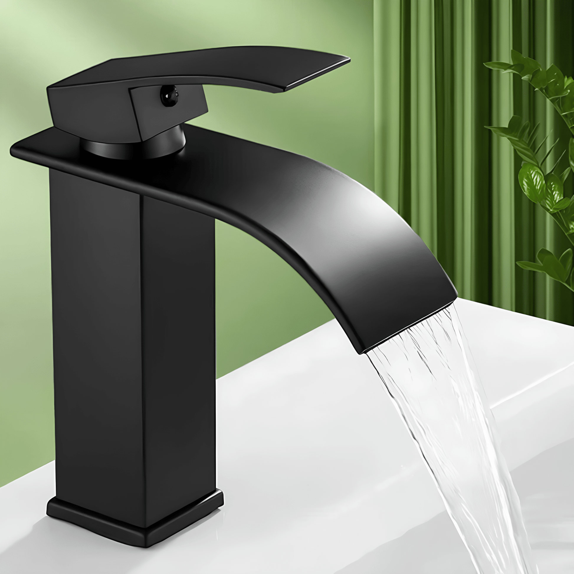Robinet cascade salle de bain noir – Inox 30 cm design moderne