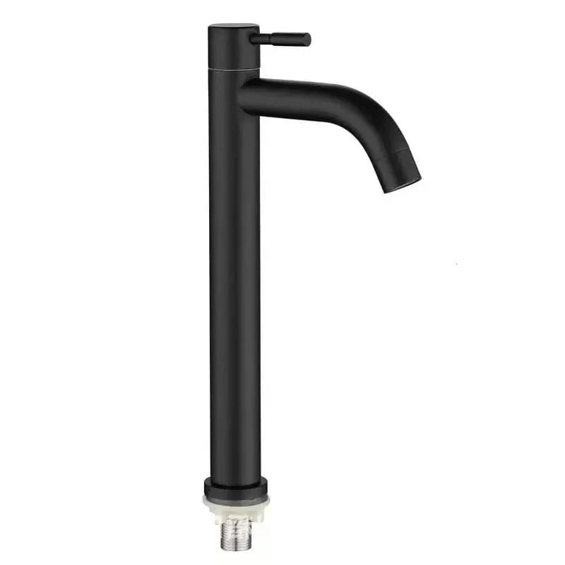 Robinet cuisine noir haut – Inox mat, eau froide