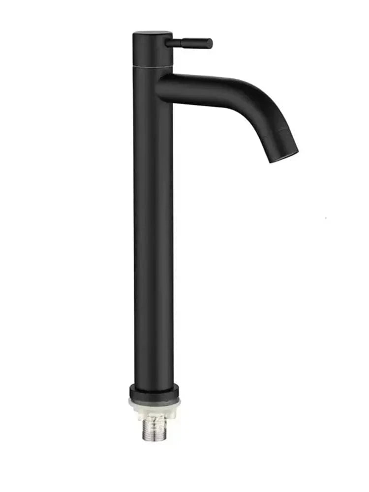 Robinet cuisine noir haut – Inox mat, eau froide