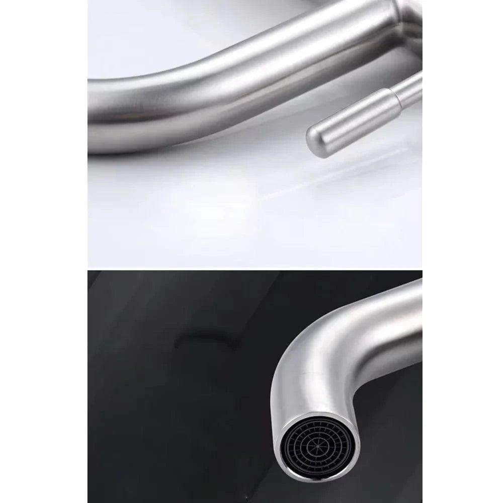 Robinet cuisine noir haut – Inox mat, eau froide