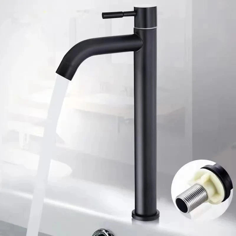 Robinet cuisine noir haut – Inox mat, eau froide