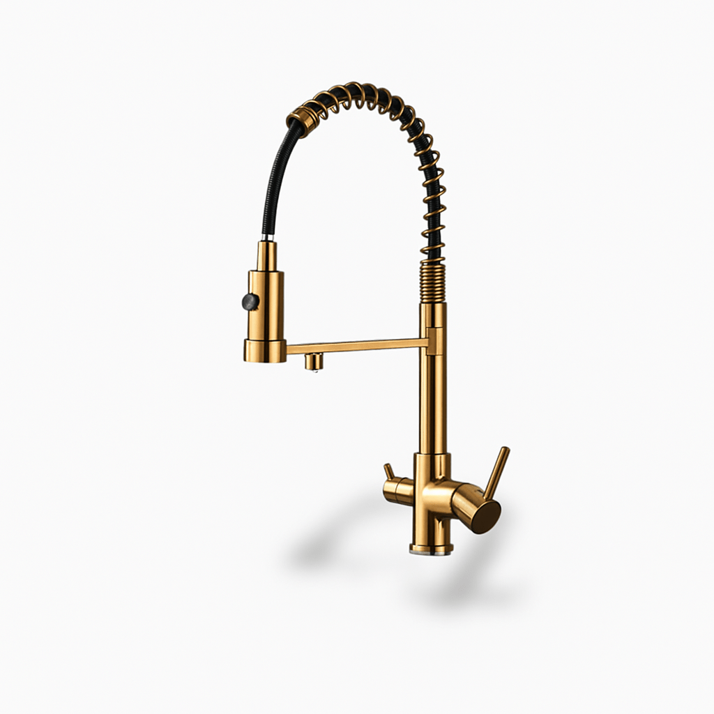 Robinet cuisine Quyanre – double bec avec filtre, laiton noir