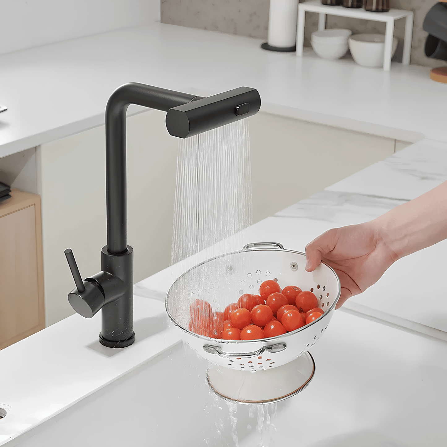 Robinet cuisine rétractable acier inoxydable – Bec cascade