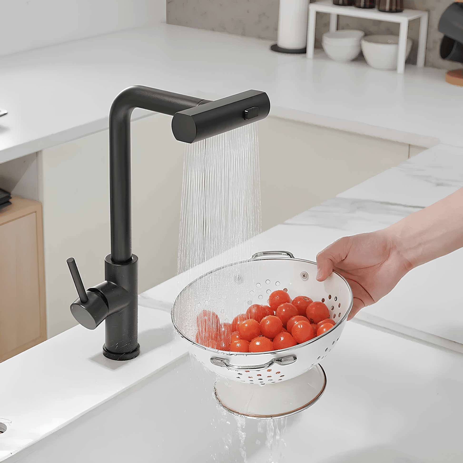 Robinet cuisine rétractable acier inoxydable – Bec cascade