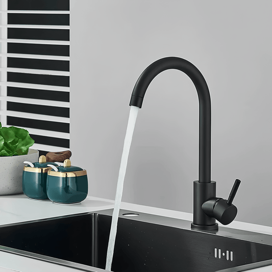 Robinet de cuisine noir mat pivotant 360° – Design moderne