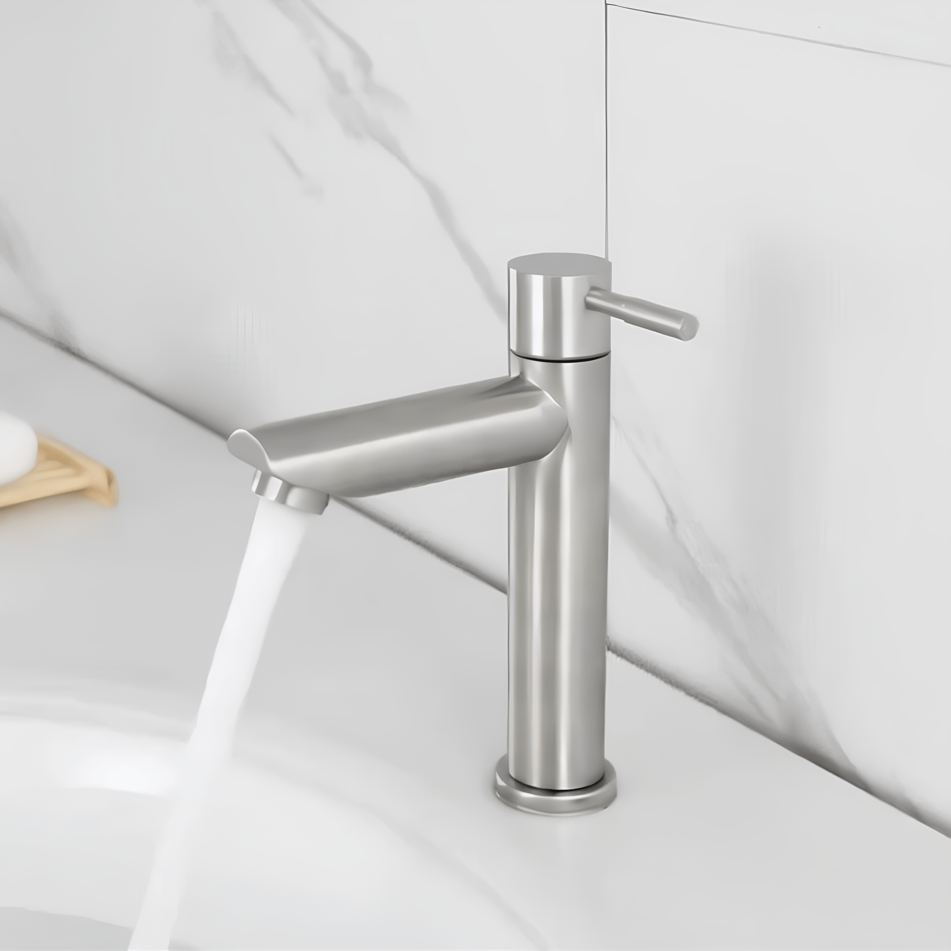 Robinet de lavabo inox brossé – Monotrou compact eau froide