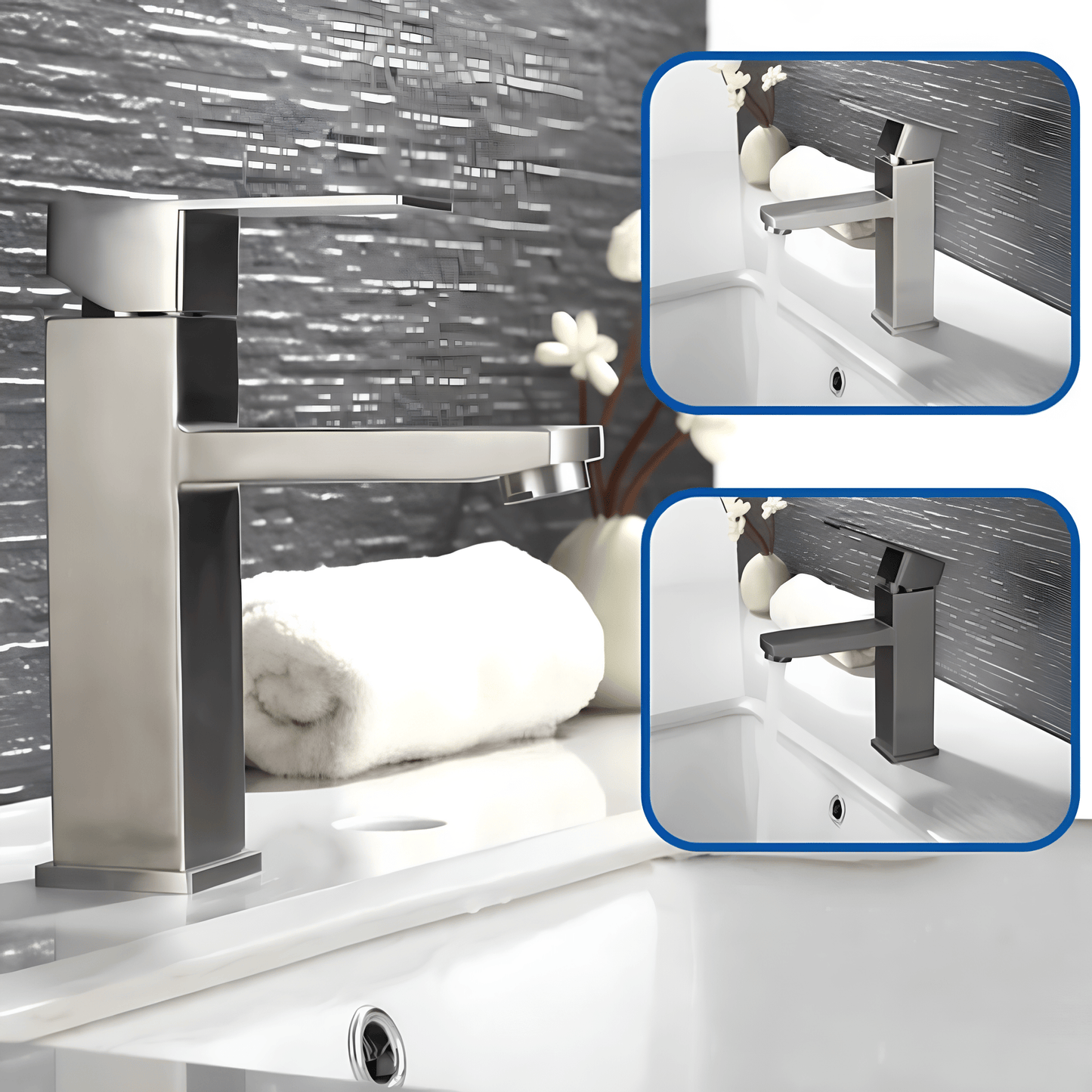 Robinet lavabo inox brossé DQOK – Monocommande élégante